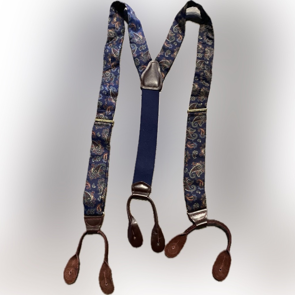 Men's Blue Paisley Suspenders